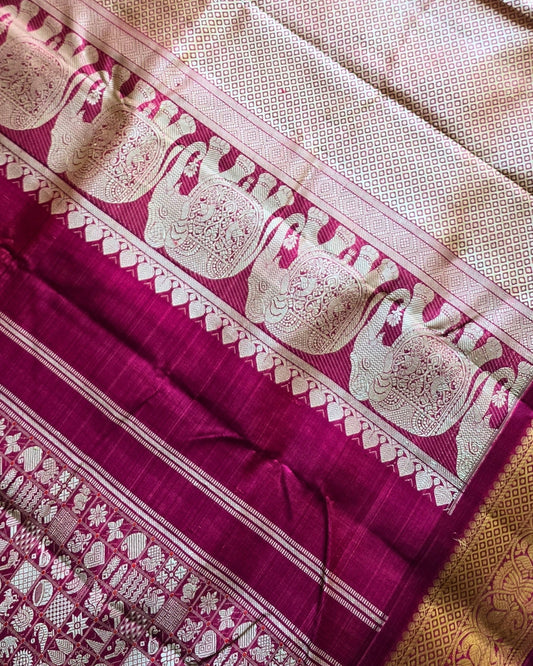 36- Motifs Kanjeevaram - Rose colour