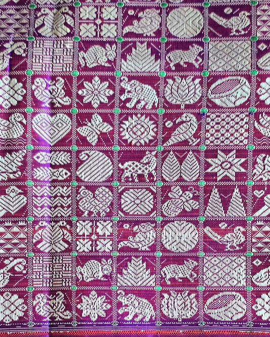 36 motifs kanjeevaram- Purple with pink (dual shade)