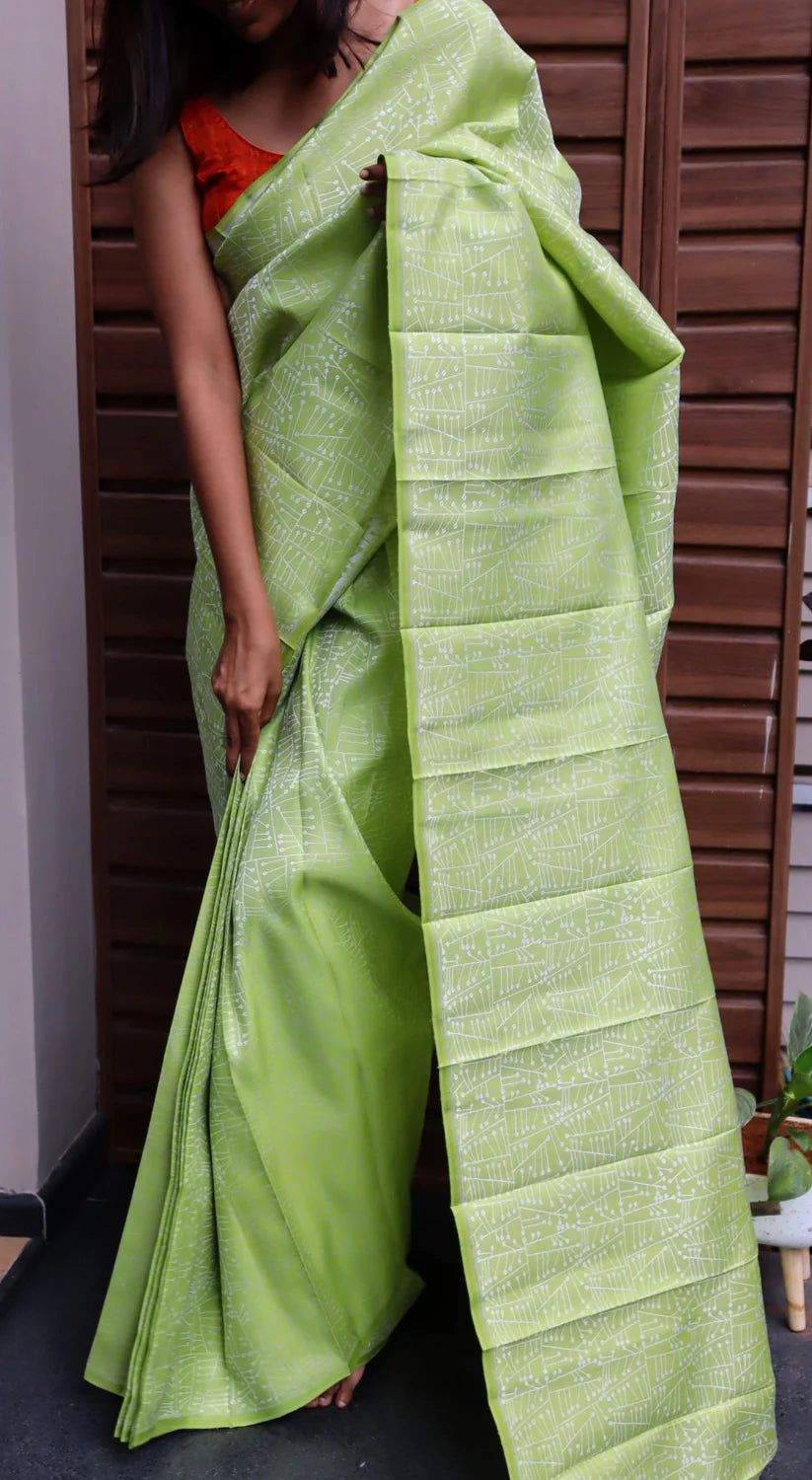 Abstract Bird Motif Silk Saree