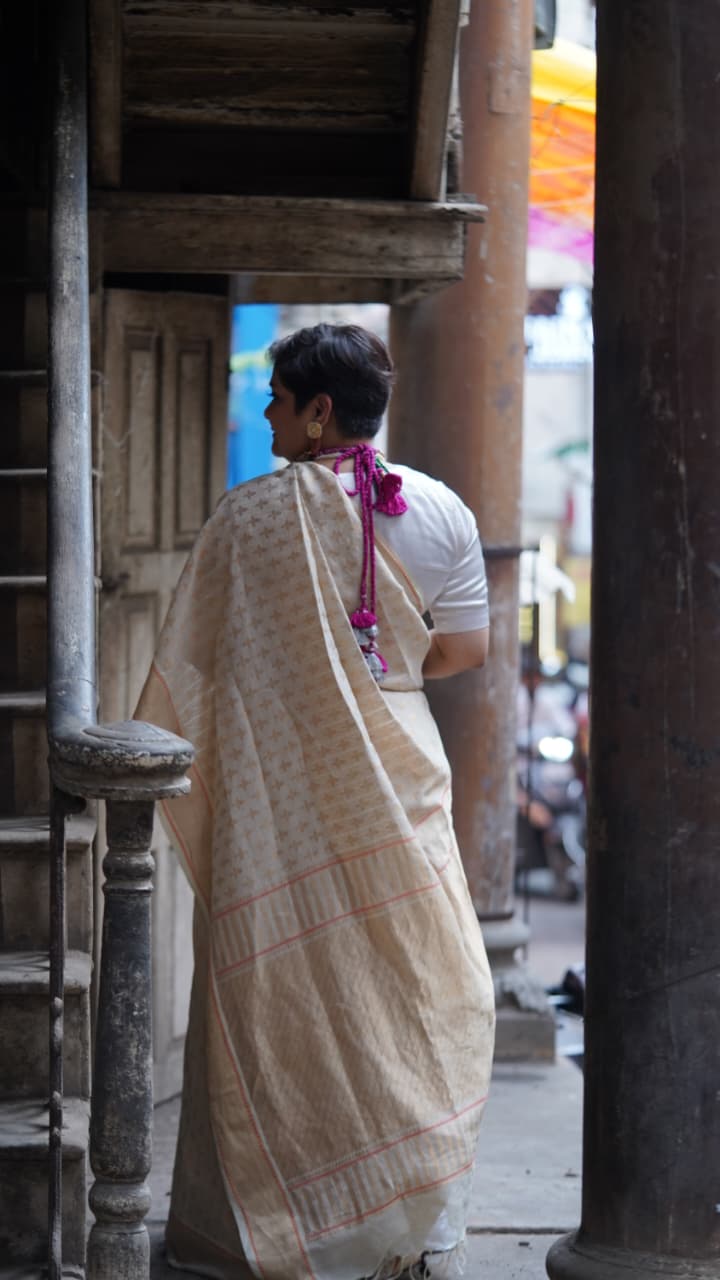 Victoria | Handwoven | Cotton-Silk-Zari Onam Saree